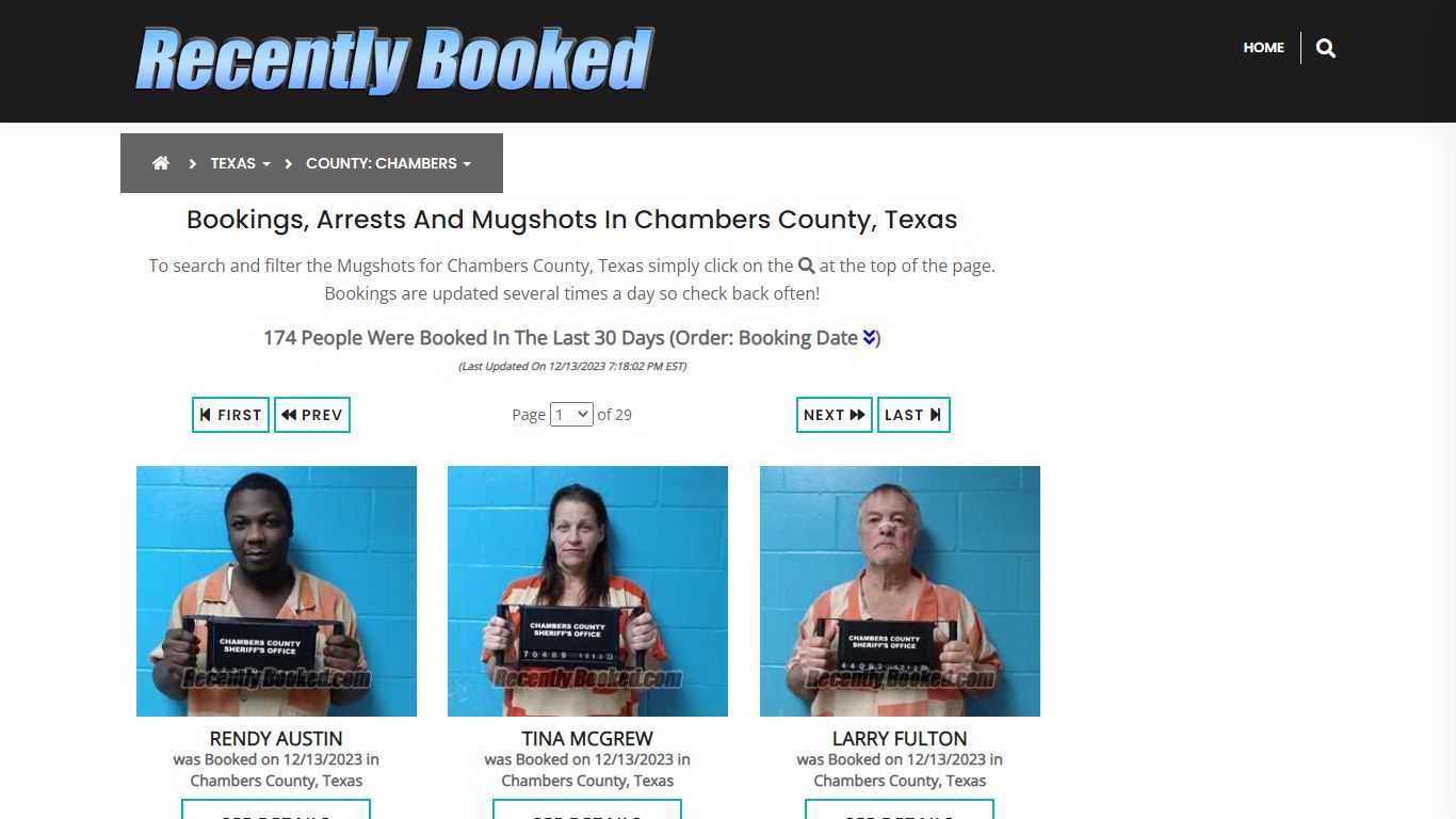 Bookings, Arrests and Mugshots in Chambers County, Texas